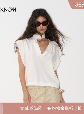 IF BY LAND设计师品牌LOOKNOW2025年夏季白色亚麻飘带上衣