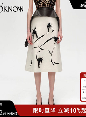 JACQUES WEI设计师品牌LOOKNOW2024年秋新款白色手工缝花半裙女