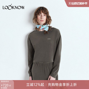 american vintage LOOKNOW26春季新品深灰色圆领卫衣