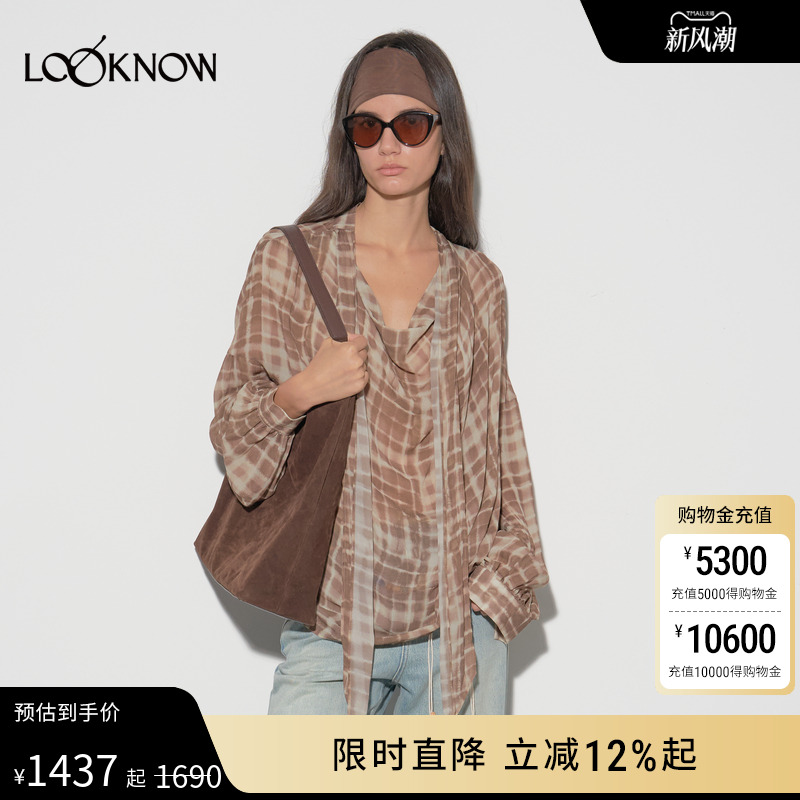 IFBYLAND格纹系列飘带荡领衬衫