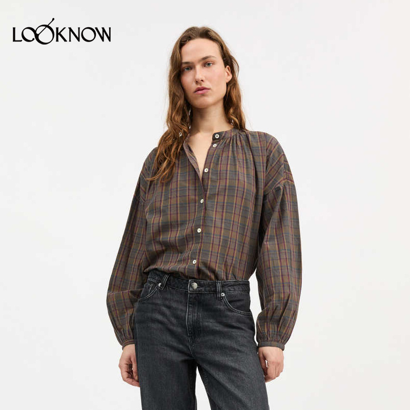 Skall Studio X LOOKNOW设计师品牌25秋冬新品深绿色格纹衬衫