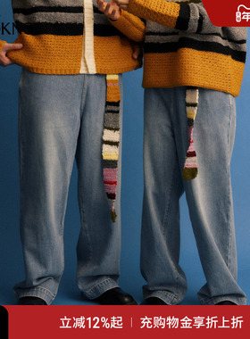 nume X LOOKNOW设计师品牌2025年秋季新款针织腰带休闲裤牛仔裤女