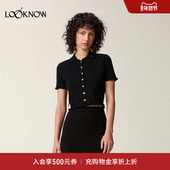 Rouje设计师品牌LOOKNOW2025年春季 T恤女 黑色半高领半袖 新款 法式