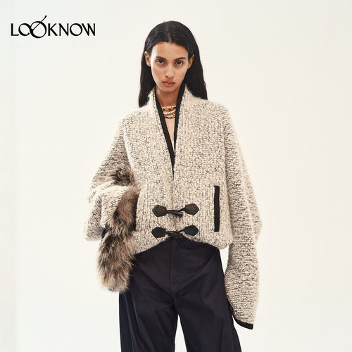 MEDIUM WELL x LOOKNOW25年秋季新款落肩宽松羊毛外套女