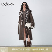LAND设计师品牌LOOKNOW早秋新通勤深棕可拆卸海军领风衣女