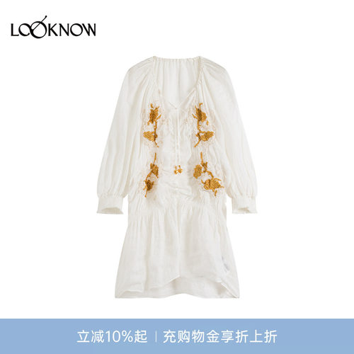 ice dust x LOOKNOW设计师品牌2026年春夏新品V领抓皱花小衫