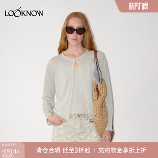 粼光闪葱 LAND LOOKNOW2025春新珍珠镶边针织上衣套装