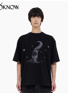 WE11DONE设计师品牌LOOKNOW24春秋新款黑色白色小熊印花T恤