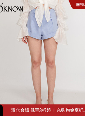 IF BY LAND设计师品牌LOOKNOW蓝色高级打底短裤女