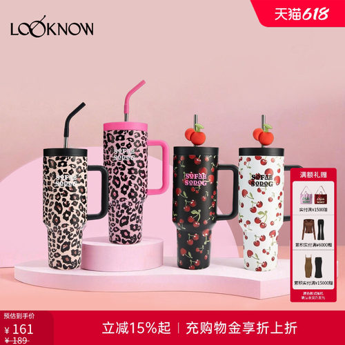 SFSG x LOOKNOW水杯系列樱桃潦草小狗把手杯提手杯2026春季新品