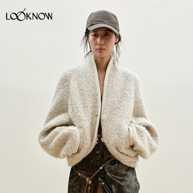 MEDIUM WELL设计师品牌LOOKNOW新款宽松羊毛外套
