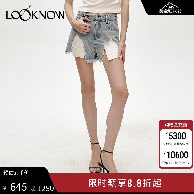 IF BY LAND蓝色破坏口袋短裤