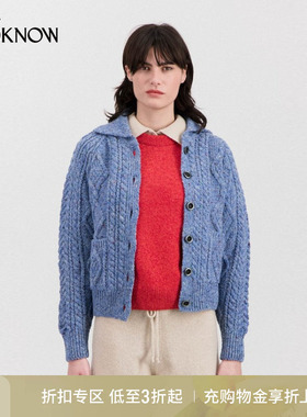 HOWLIN X LOOKNOW设计师品牌2025秋冬黑色花卉针织开衫女