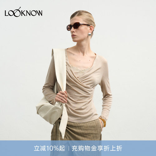 halfmoon x LOOKNOW设计师品牌新款蕾丝蕾围裹上衣内搭女