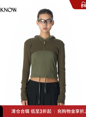 LCDC设计师品牌LOOKNOW2025年春季新款卡其绿袖珍连帽衫