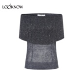 拼接一字肩翻领针织背心 LOOKNOW2026春夏新品 ZHI