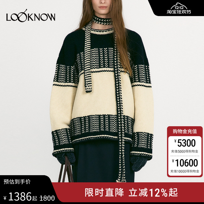 LOW CLASSIC X LOOKNOW设计师品牌2025年秋季新款提花毛衣女