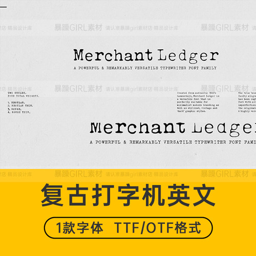 复古英伦经典油墨打字机做旧印刷效果英文字体安装包PS设计素材