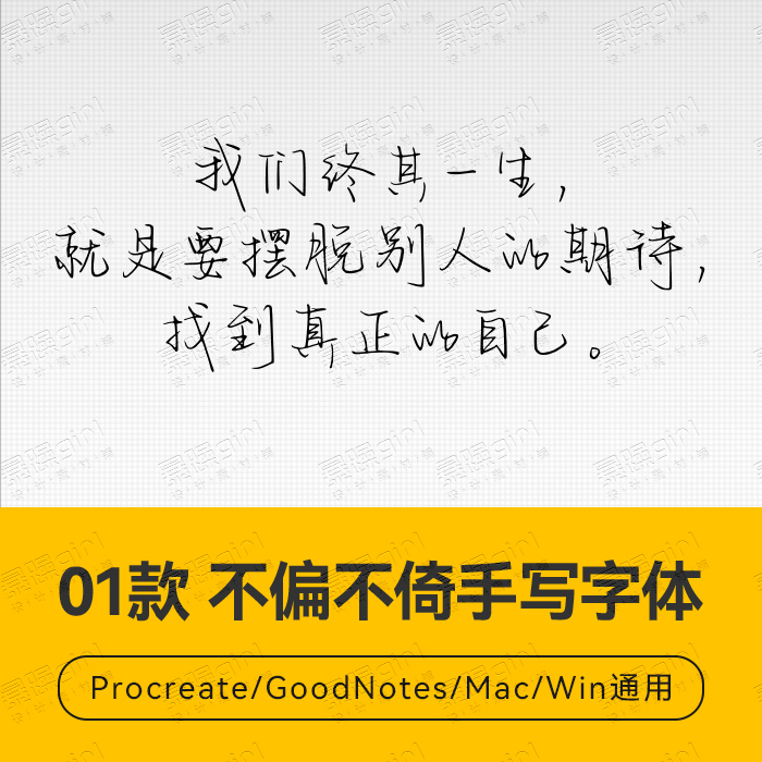 Procreate/Win/GoodNotes/Mac用 不偏不倚手写字体安装包自动发货