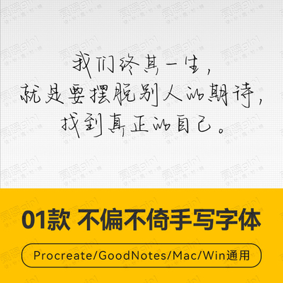 Procreate/Win/GoodNotes/Mac用 不偏不倚手写字体安装包自动发货