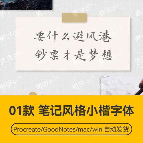 Procreate/Win/GoodNotes/Mac用 笔记风格小楷字体安装包自动发货