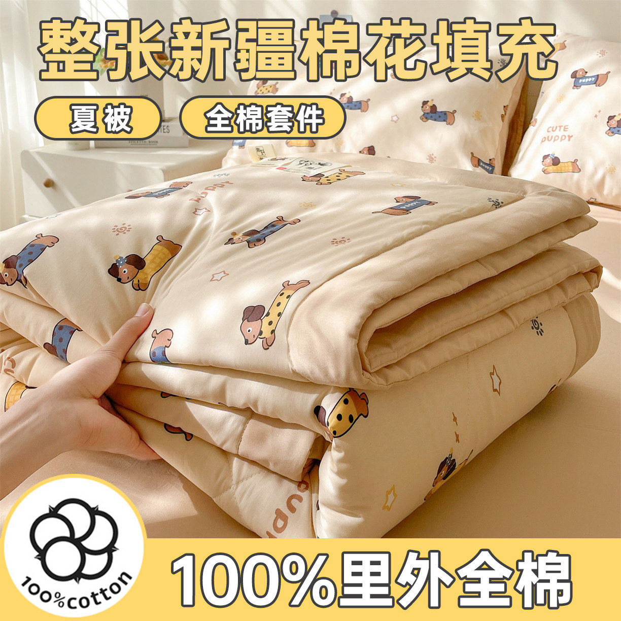 全棉纯棉夏被新疆棉花被芯空调被学生单人儿童春秋被夏季薄被子