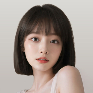 假发短发女全头套式仿真人发自然黑色短直发减龄波波头整顶假发套