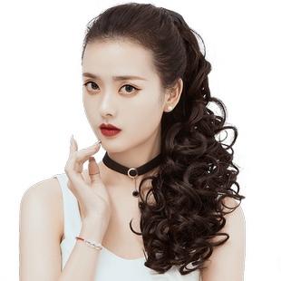 假发女马尾绑带式长发假辫子蓬松轻薄自然逼真大波浪长卷发高马尾
