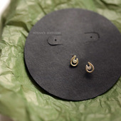 S925纯银镀金耳钉女 简约镶嵌锆石U形马蹄精致轻奢耳环耳饰