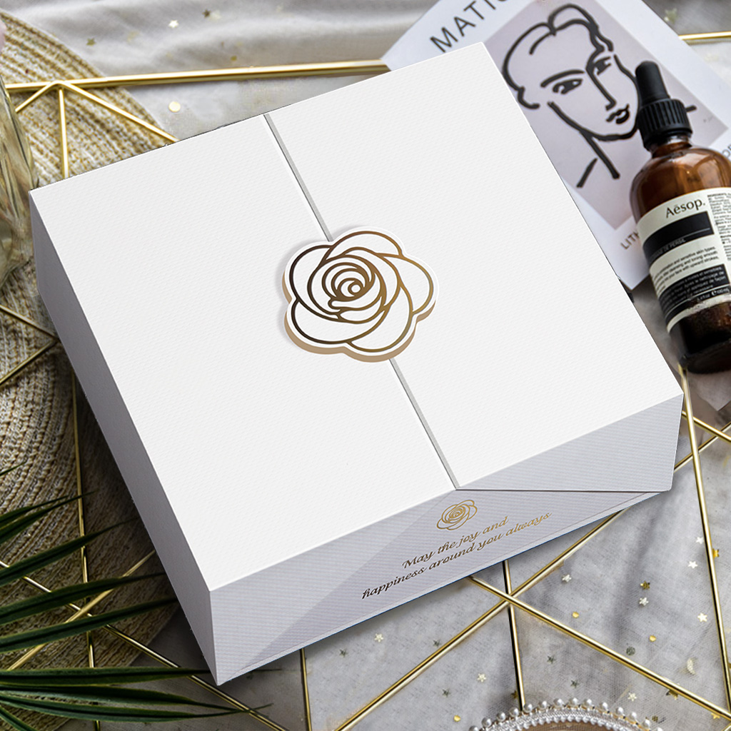 白色玫瑰礼物盒生日礼盒空盒子口红礼品盒包装盒高级女惊喜ins风