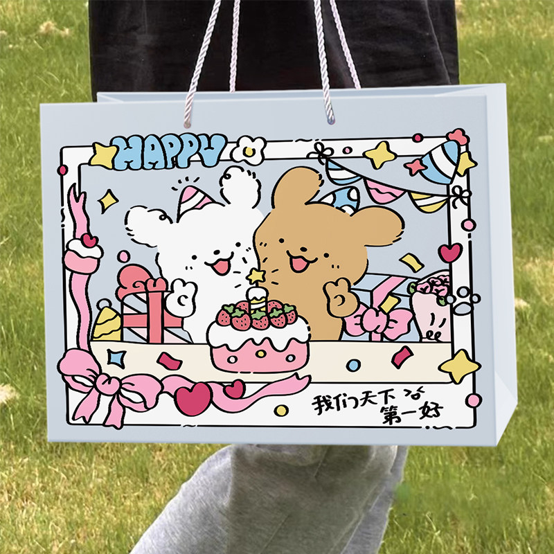 可爱小狗礼品袋儿童礼物袋子零食包装纸袋手提袋送生日礼袋特大号