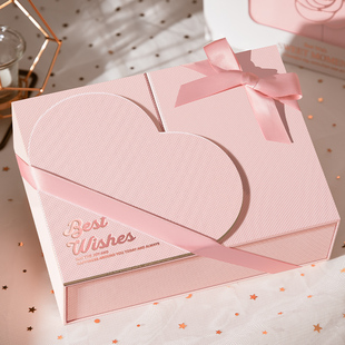 38妇女节粉色爱心礼物盒生日礼盒空盒子口红礼品盒包装盒女情人节