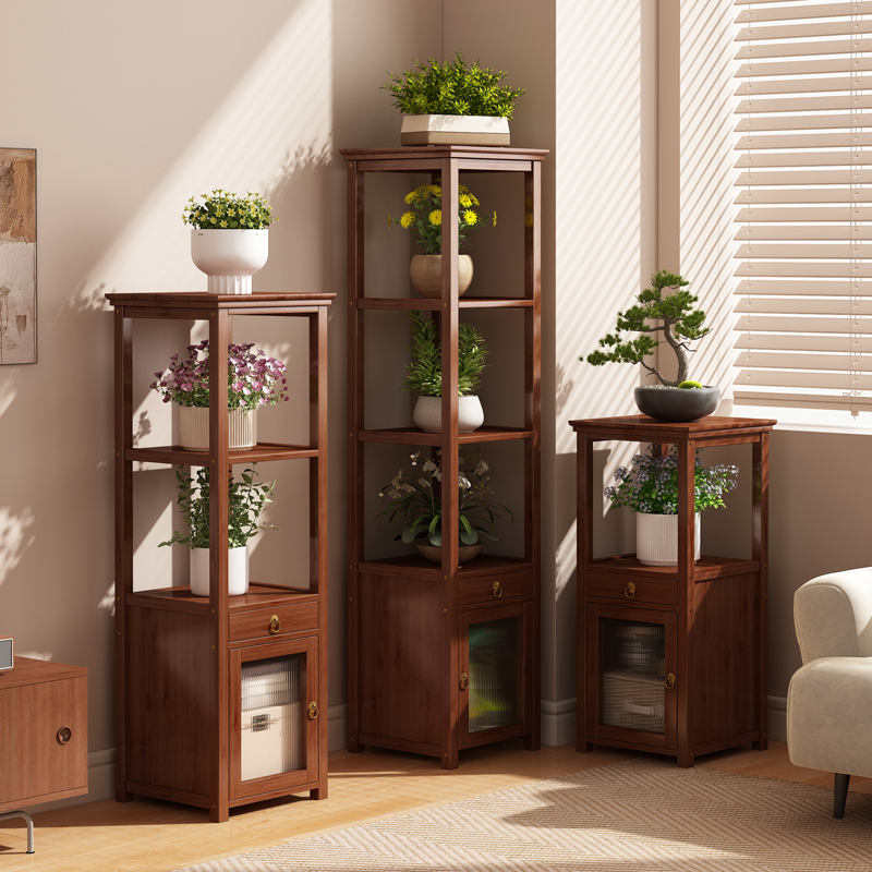 花架置物架多层花盆架子新中式花台客厅落地式盆景摆放架沙发边几