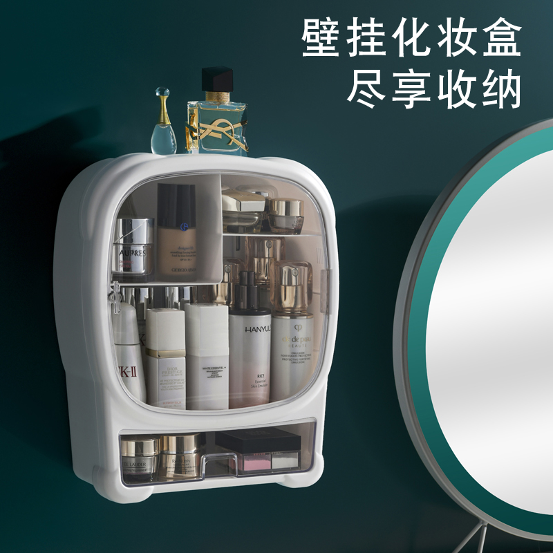 化妆品收纳盒壁挂式免打孔防尘家用大容量卫生间挂墙上浴室置物架|ruв категории семья/личные чистящие средства, ванная приборов/принадлежности для ванной, в ванной комнате угол рамы/стойка - от Buy2taobao.com для оказания профессиональной услуги покупки агента Taobao