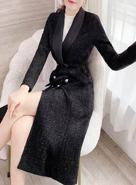 2024春装毛呢外套女中长款韩版百搭小香风加厚修身呢子百搭大衣