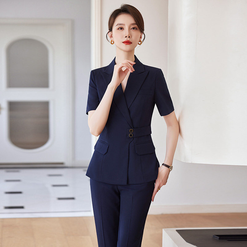 短袖西装套装女2024新款气质时尚教师面试正装前台经理工作制服夏