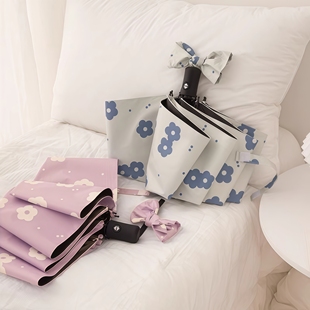 自动雨伞女小清新ins风花朵折叠学生黑胶晴雨两用遮阳伞三折