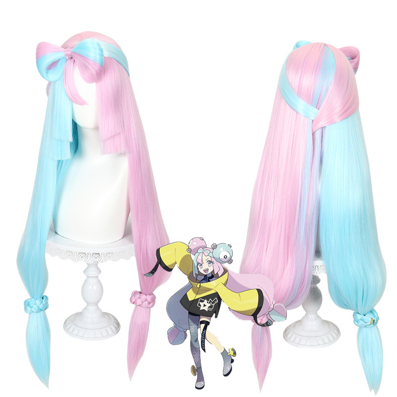 宝可梦朱紫 奇树 cos假发 拼色 蝴蝶结造型大发量 虚拟主播vtuber