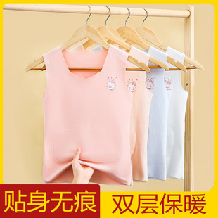 儿童加绒保暖背心2021冬季 女童加厚发热内穿舒适吊带背心 新款 童装