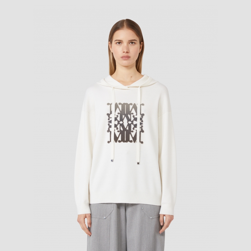 MaxMara 2025秋冬新品女装绵羊毛抽绳连帽针织卫衣1366225206