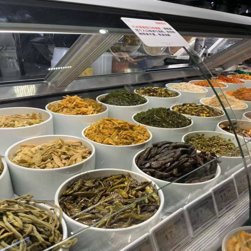 超市酱菜缸酱菜展示缸咸菜陶瓷缸腌菜白瓷泡菜密胺弧型凉菜盘子