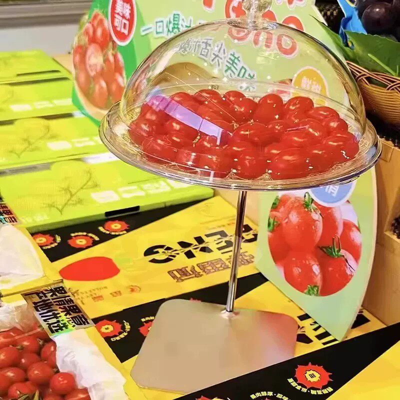 超市水果店带盖透明圆形试吃盘