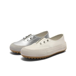 免系带运动休闲鞋 女2025新款 子B2730CM5 帆布鞋 百丽厚底小白板鞋