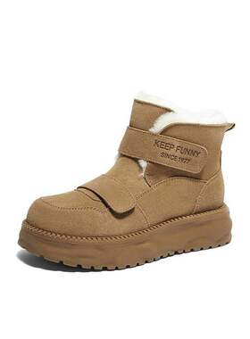 森达雪地靴女2024年冬季新款商场同款户外保暖休闲短靴XFT01DD4