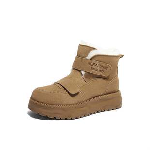 森达雪地靴女2024年冬季新款商场同款户外保暖休闲短靴XFT01DD4