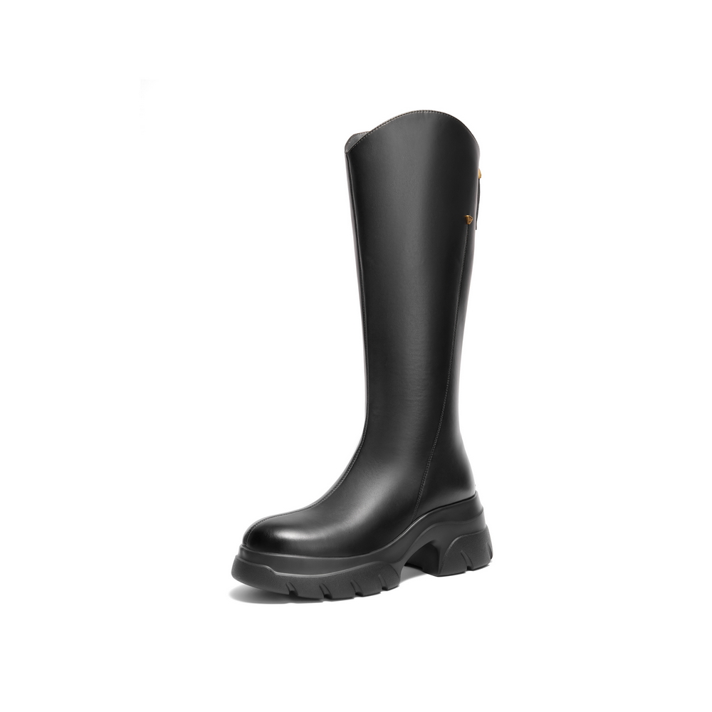 百丽Belle厚底长筒靴子女鞋24冬骑士高长靴弹力瘦瘦靴B8R1DDG4