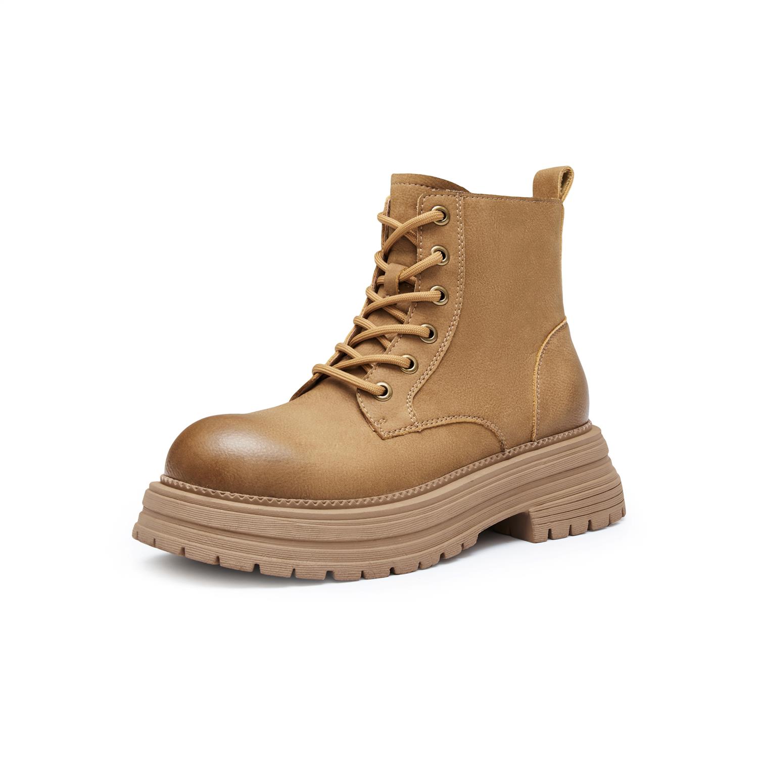 专柜正品马丁靴大黄靴女厚底短靴皮靴2024冬新款KDX06DD4