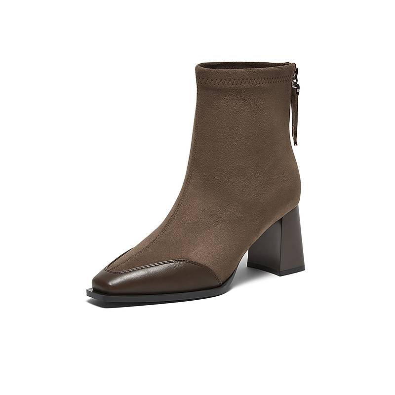 专柜正品2024冬季绒面通勤弹力靴瘦瘦靴女短靴M5501DD4