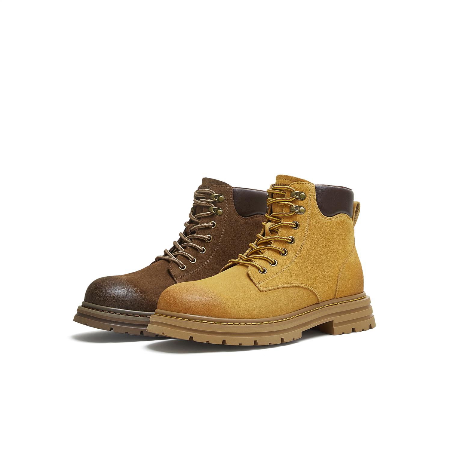 天美意25秋复古厚底大黄靴工装靴英伦马丁靴短靴男女同款KDX17DD5