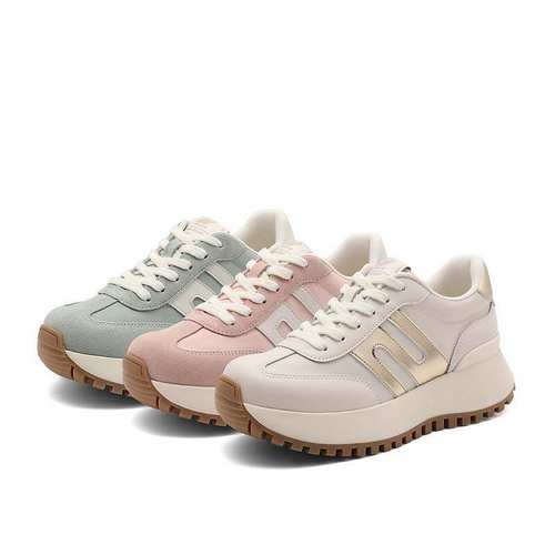 Belle女鞋子厚底运动鞋2024秋季新款休闲鞋跑道阿甘鞋3E829CM4